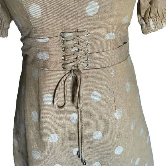 SAINTS + SECRETS Puff Sleeves Flattering Polkadot Mini Dress - Picture 3 of 11